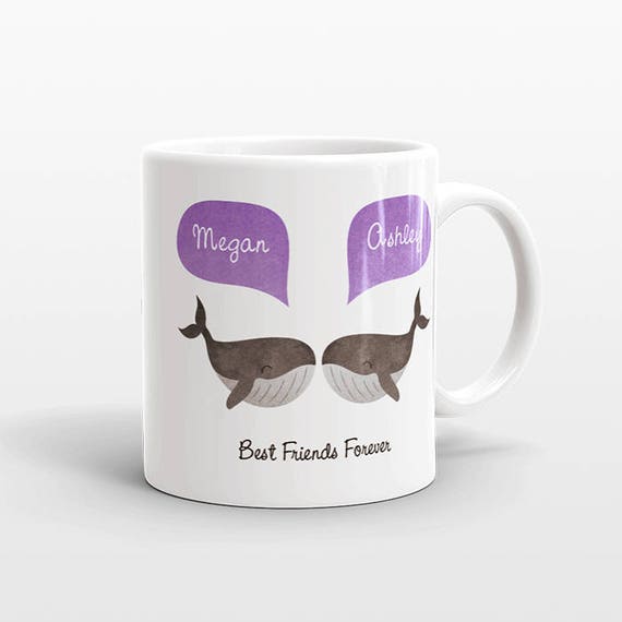 Best Friend Gift, Whale Mug, Personalized Best Friend Mug, Animal Best Friend Coffee Mug, Unique Friendship Gift Best Friend Birthday Gift