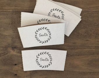 Personalized Natural Brown Kraft or White Kraft Coffee Sleeves - Choose Your Design - FREE U. S. SHIPPING