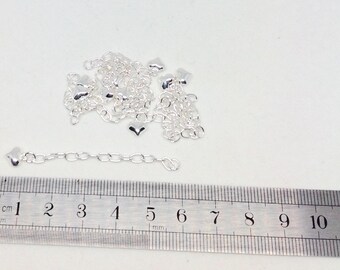 Connectors, necklace extenders, silver 55mm