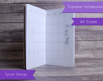2018 MO2P Calendar for Midori Traveler's Notebook, Dated 2018