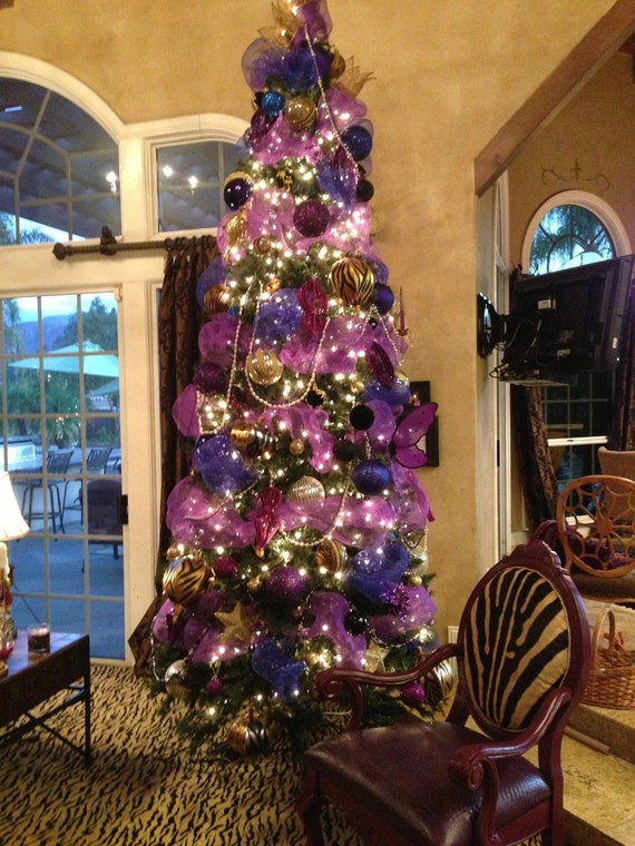 Christmas Purple Tulle Ribbon Garland Ornament Tree Topper