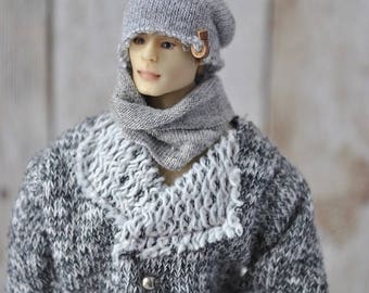 Beautiful Handmade Clothes for 1/12 scale male dolls Zjakazumi- cap and scarf