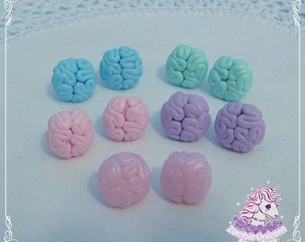 Creepy brains earrings pastel goth creepy cute