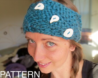 PATTERN, Spiral Scarflette Pattern, Scarflette, Ear Warmer, Neck Warmer, Head Wrap, Antler Buttons, Scarf, Knitted Scarflette