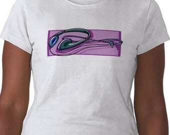 Headphone T-Shirt - Graphic Tee - Womens Short Sleeve Cotton Tee