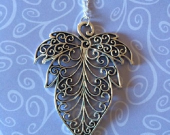SALE - CLEARANCE - Leaf Necklace - Leaf Necklace Silver - Silver Leaf Necklace - Silver Necklace - Silver Filigree Necklace - Leaf Jewelry