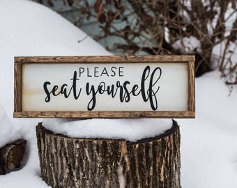 Please Seat Yourself Bathroom Decor Funny Bathroom Art Rustic Bathroom Sign Farmhouse Bathroom Humor Kids Bathroom Decor Bathroom Wood Sign