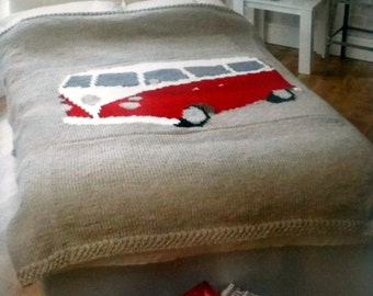 Campervan Double and Single Bed Spread Knitting Pattern.