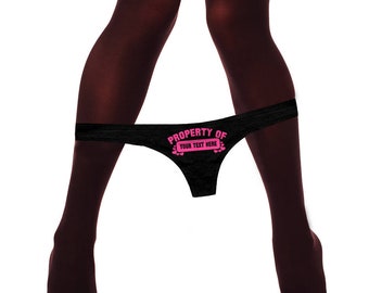 Custom Personalized Property Of Panties Customized Panty With Your Name and Hearts, Customized Womens Thong Panties