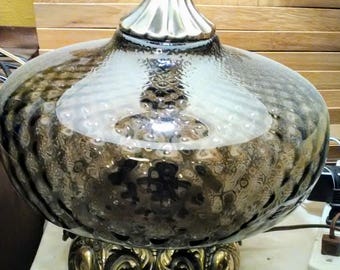 Smoke glass globe table lamp