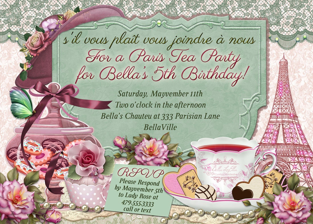 Paris Tea Party Invitation 1