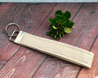 Gold glitter fabric key fob, stocking stuffer, key chain, wristlet key fob, teacher gift