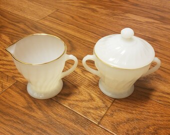 Anchor Hocking Fire King sugar bowl and creamer