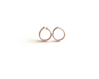 Rose Gold Open Circle Stud Earrings, Circle Studs, Rose Gold Studs, Eternity Stud Earrings, Karma Studs, Minimalist Studs, Gift Under 15