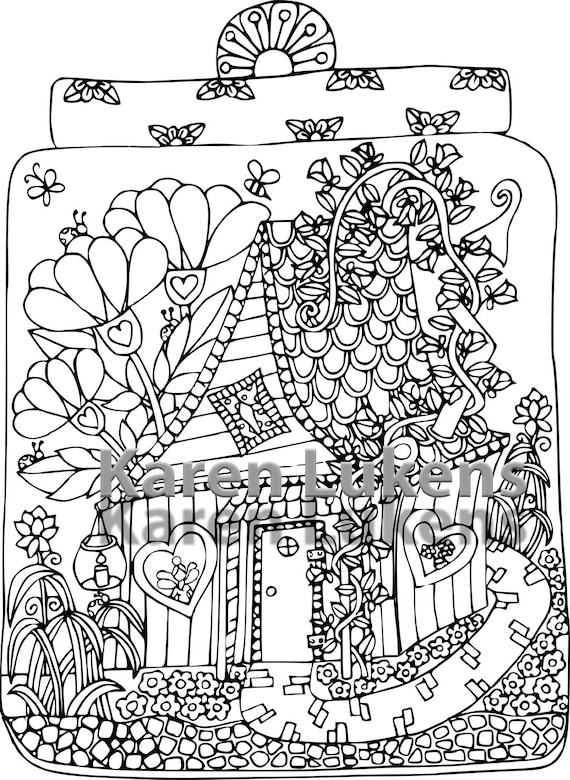 Download Fairy House 3 1 Adult Coloring Book Page Printable Instant