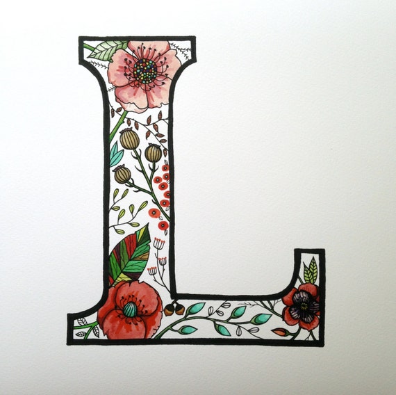 Items similar to Letter  L  Monogram Fine Art  Print 