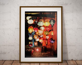 Vietnam Lanterns, Lantern Poster, Lantern Print, Wall Art Print, Wall Decor, Vietnam wall art, Digital image, Colourful, colors Print