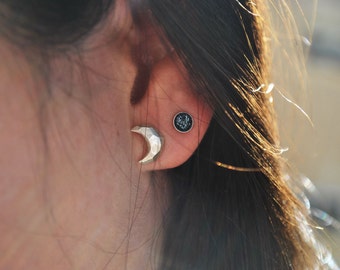 tiny space earstuds, galaxy earstuds, stars, minimalist earrings, space posts