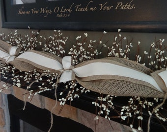 Mantel Decoration, Mantel Garland, Natural Burlap Garland, Summer Garland, Year Round Garland
