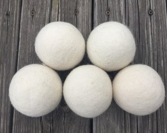 Wool Dryer Balls – Set of 5 – Natural Eco Friendly with no chemicals - XL - Organic & Baby Safe