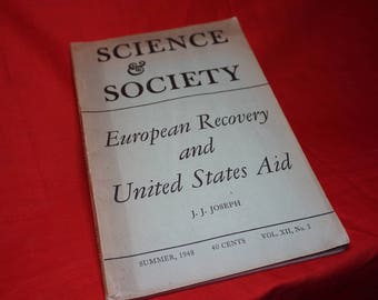 1948 Science & Society: European Recovery and United States Aid, Vintage History Book, World War 2