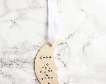 Personalised Moon Plaque Love You To The Moon & Back Baby Anniversary Wedding Gift Mother's Day