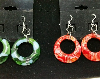 Fused Glass Hoop Earrings