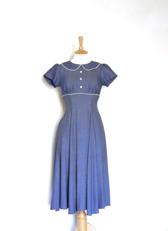 Royal Blue & White Nautical Swing Dress made by Dig For