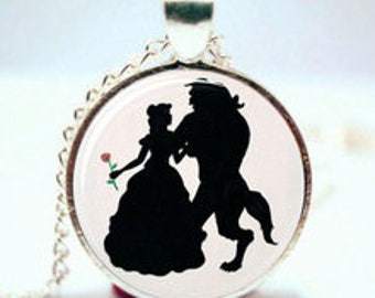 Beauty and the Beast Silhouette Necklace