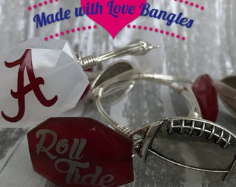 Alabama Wire Wrapped Bangle Bracelet University of Alabama Gameday Bangle Bracelet