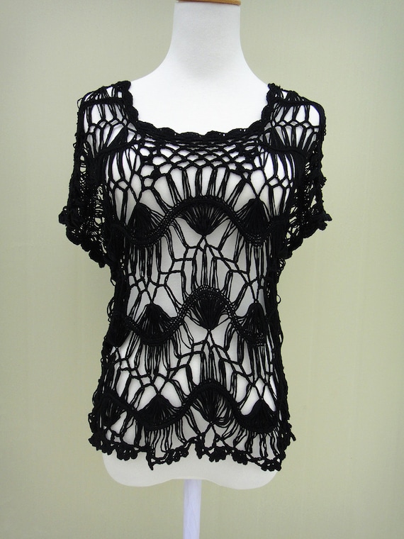 Black Crochet Beach Cover Up