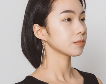 Geometric Earrings | Sterling Silver | Handmade | Dropper | Minimalist
