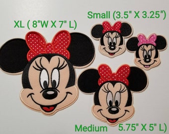 Minnie Mouse Iron on Patch - Extra Large Minnie Mouse - Medium Minnie Mouse - Small Minnie Mouse Applique' - Ready to Ship