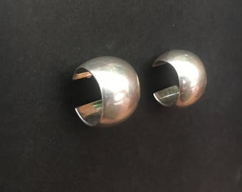 Chunky Vintage Sterling Silver Hoops with Post Backs