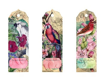 Instant Download! Vibrant Bird Bookmarks 5 x 1.75 inches