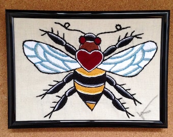 Bee tattoo flash Embroidery