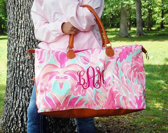 Monogram-Monogrammed-Weekender Tote-Tote Bag-Bag-Duffle Bag-Duffel Bag-Tote Bag Canvas-Weekender Bag-Weekender Bag Woman-Shoulder Bag-Canvas