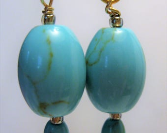 Robins egg blue, natural turquoise earrings