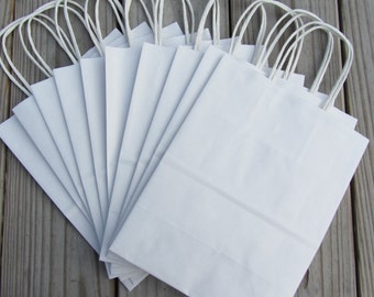 20 Pack - White Kraft Paper Handle Bags (8 x 4 x 10)
