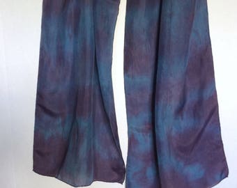 Indigo/Cochineal dyed Habotai Silk Scarf - Natural Dyes - Hand-dyed
