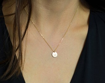 Gold Initial Disc Necklace, Rose gold Necklace, Silver Engraved Initial Pendant, Silver Disc Necklace, Gold engraved initial necklace,