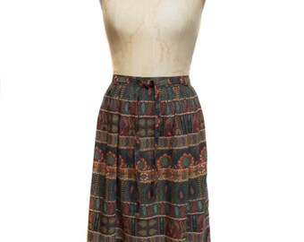 vintage 1970's mixed print skirt / Ralph Creation / wool blend / fall autumnal / women's vintage skirt / tag size 38