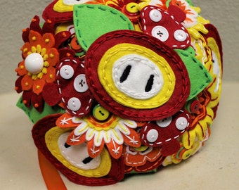 Fireflower Themed Felt Bouquet and Boutonniere