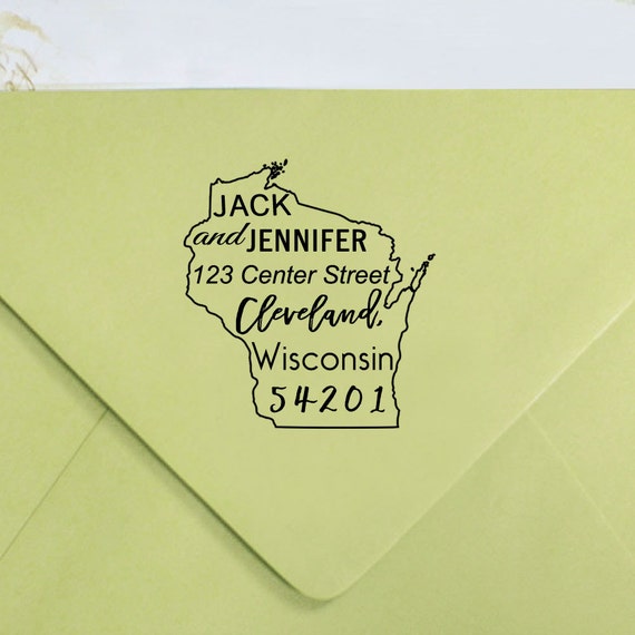 Custom Wisconsin State Map Rubber Stamp Custom Return Address