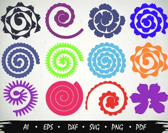Rolled Paper Flowers (12) svg, Cutting files, Flowers origami ,Rolled Paper Flowers,Origami svg, Diy Flower Decor