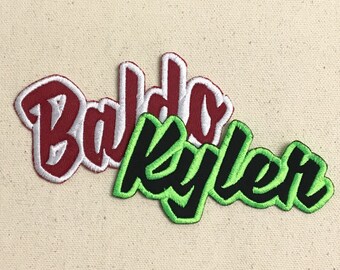 Custom Names - Color Choice - 4" wide - Script Words - Iron on Applique - Embroidered Patch