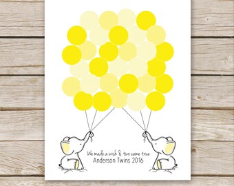 Pink Elephant Baby Shower Guest Book PRINTABLE Elephant