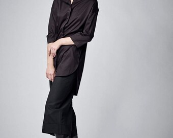 Minimalist Tunic Dress, Gothic Clothing, Women Black Dress, Shirt Dress, Casual Black Tunic Dress, Short Dress, Plus Size Maxi Tunic