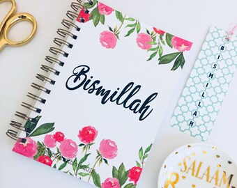 A5 Islamic Notebook - Bismillah - pink floral