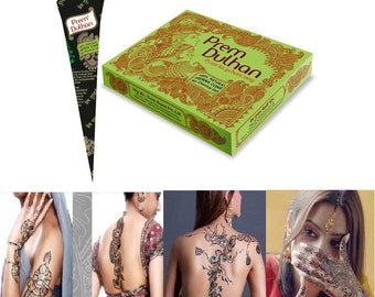 12 x henna Cone Prem Dulhan henna herbal cone temporary tattoo free shipping worldwide Body Arts,Fresh Stock!! body art for specialwedding!